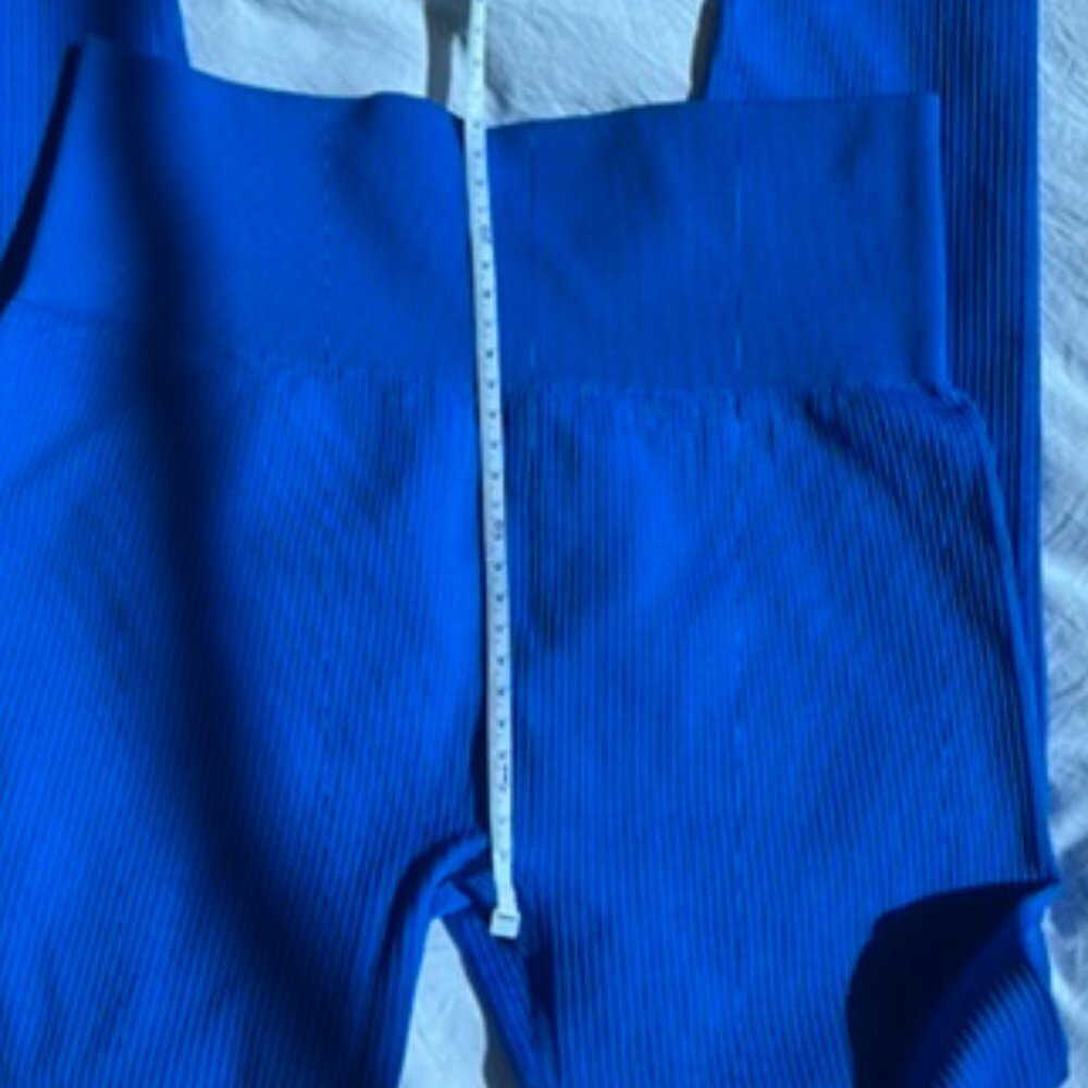 Blue Ribbed Leggings - Picture 3 of 6